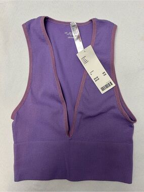 Urban Outfitters Purple Ribbed Plunge V-Neck Crop Top size S